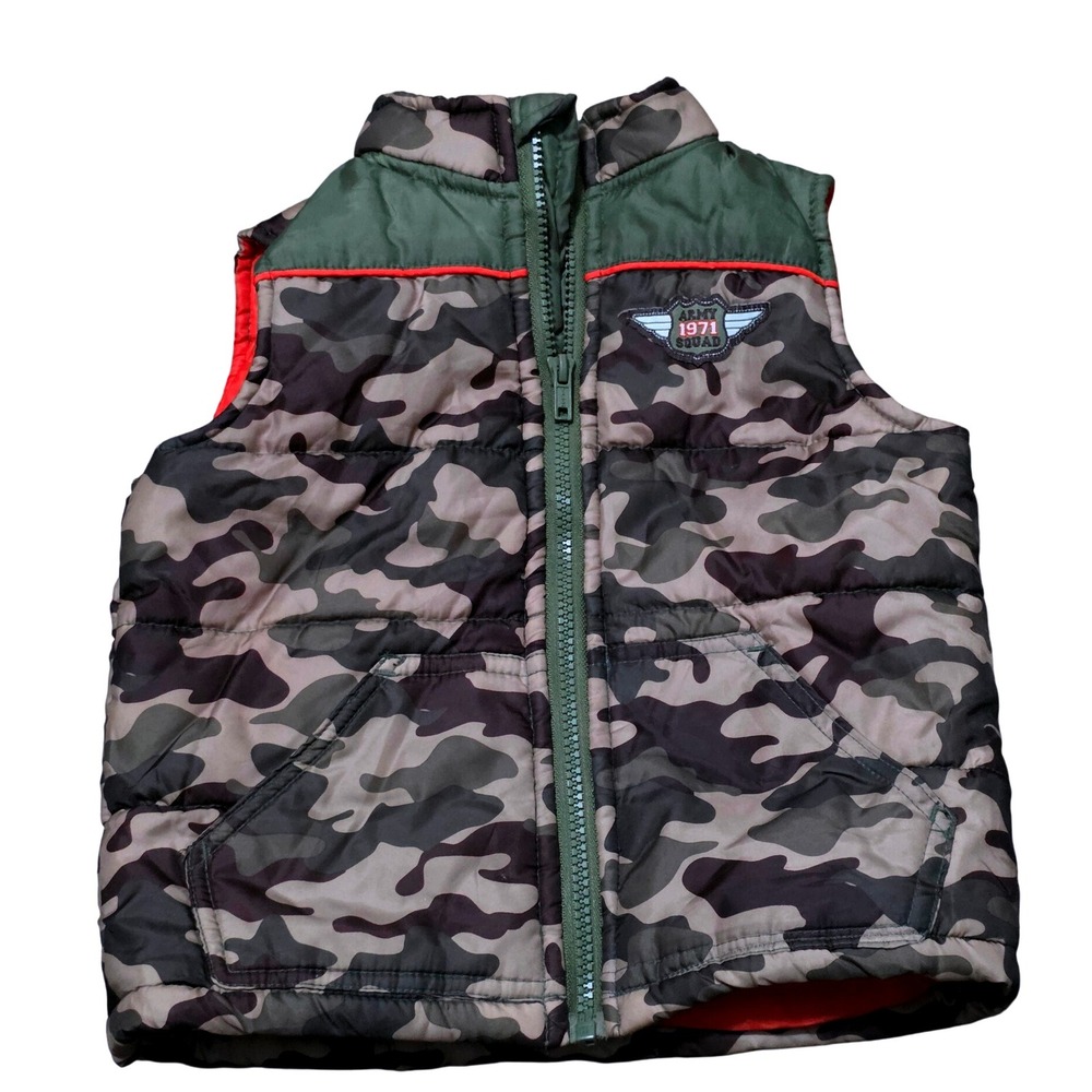 Healthtex Kids Boys Camouflage Puffer Vest Army Squad 3t Orange‎ Lined